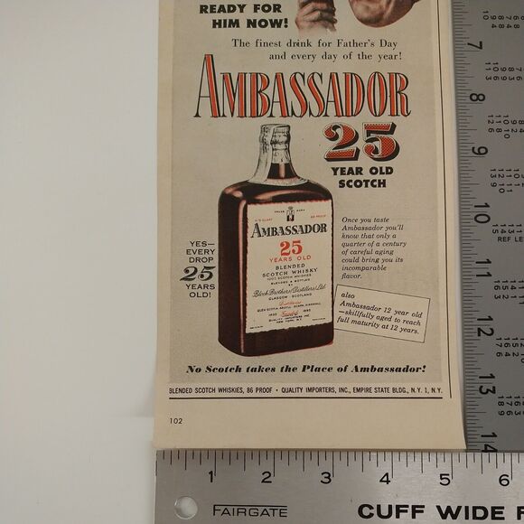 Ambassador‎ 25 Year Old Blended Scotch Whisky - 1950 Vtg PRINT AD Ephemera - Picture 6 of 8